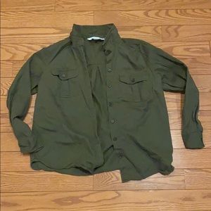 Olive green button down top